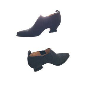 Vintage Stéphane Kélian Paris Black  Heeled Slip-On Shoe boot with Unique Curved